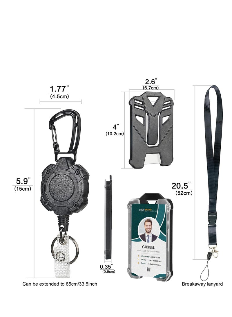 DMG TECH Badge Holder, ID Card Holder with Retractable Metal Clip, Heavy Duty Carabiner Badge Reel Keychain with Lanyard, for Office and School Use - Image 4