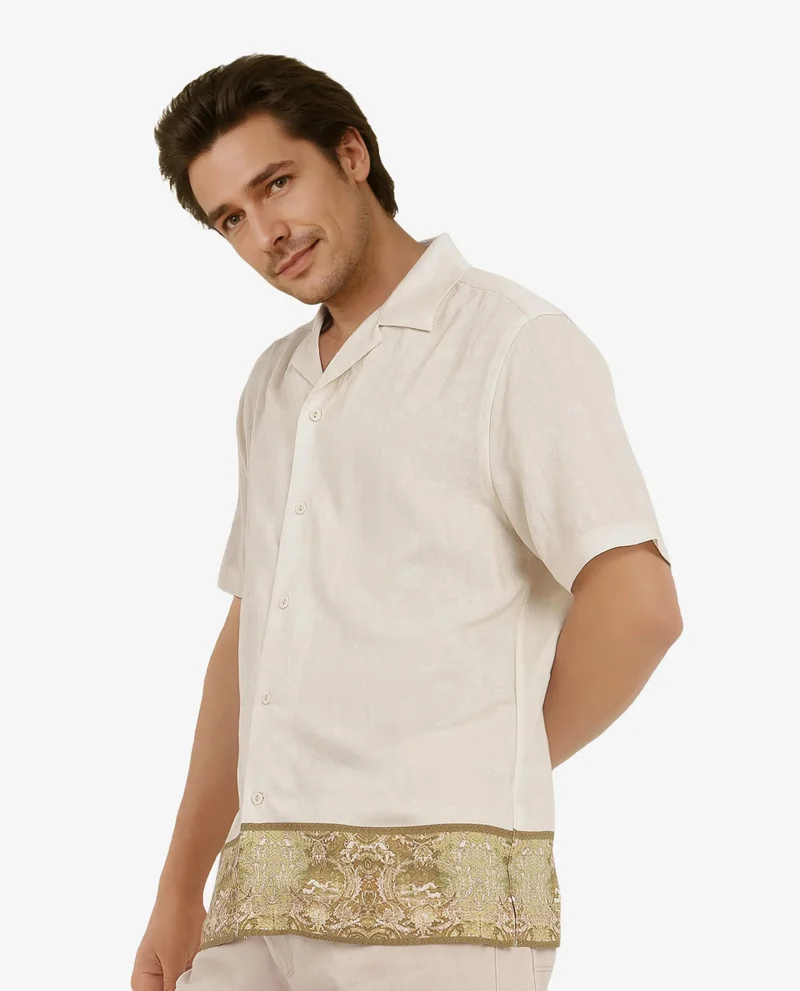 Rare Rabbit Men's Decorative Print Cuban Shirt