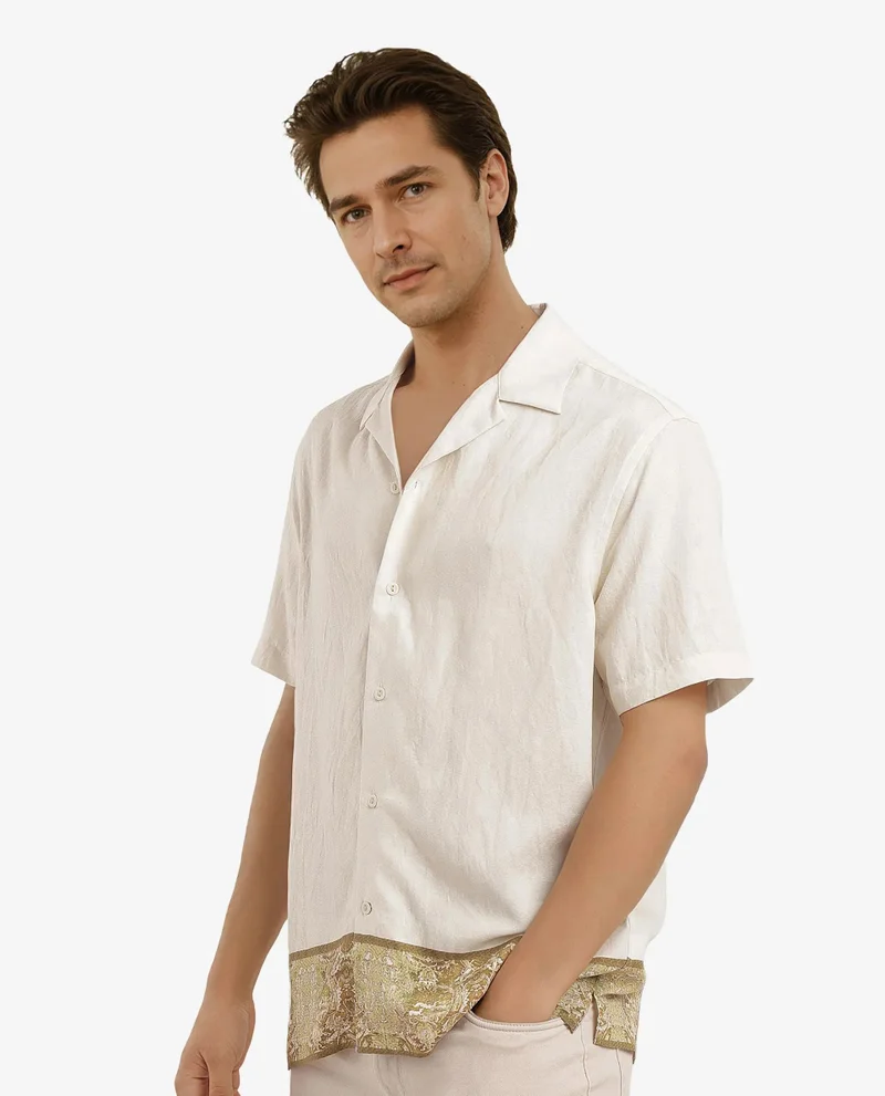 Rare Rabbit Men's Decorative Print Cuban Shirt