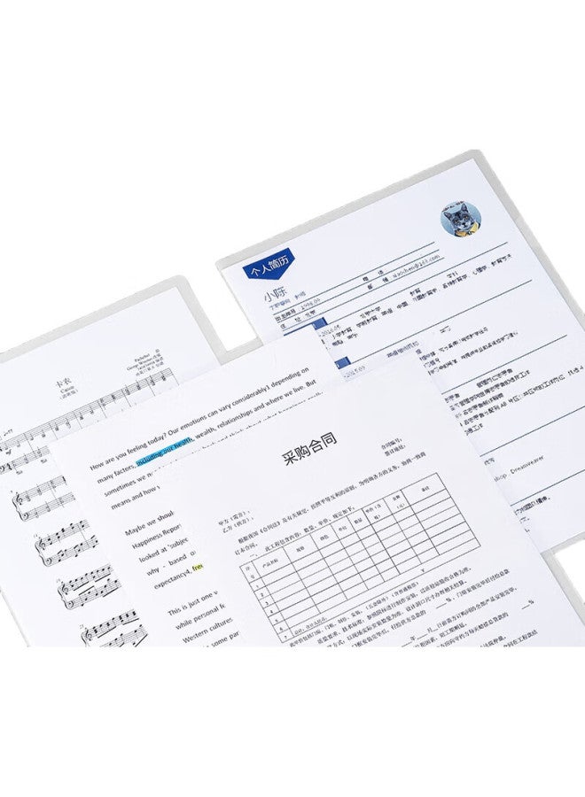 Comix 20-Pack Thick Transparent L-Shaped File Sleeves, A4 Document Folders, Single-Sheet Clips, Two-Page Bill And Contract Organizers, File Protection, Quick Office Supplies Ea31 - Image 1