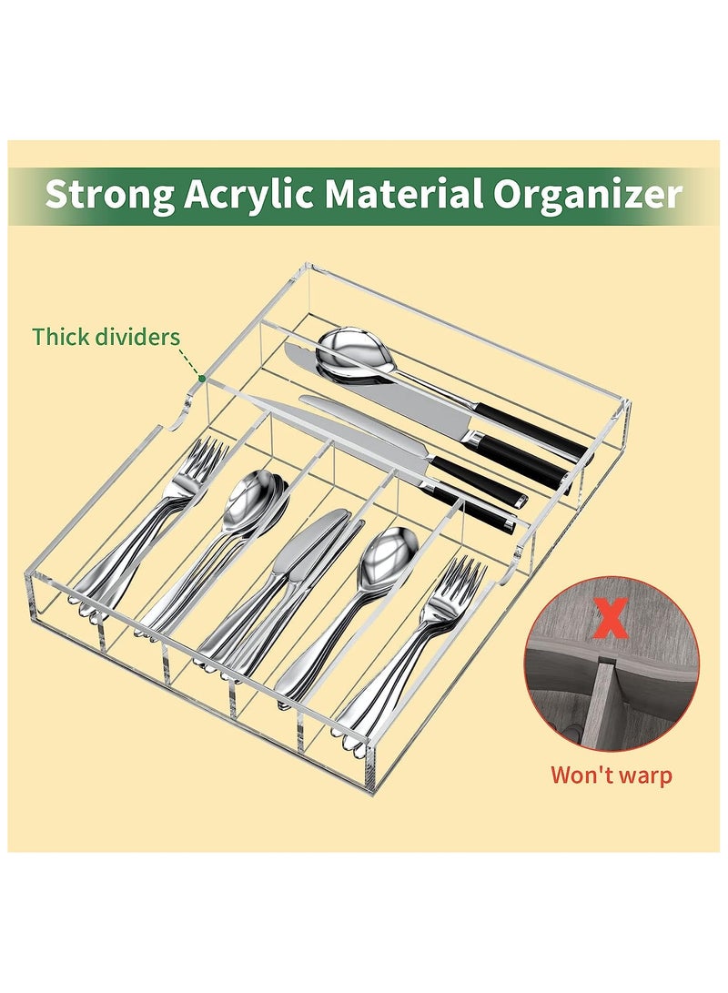 تي بي جي بي منظم أدراج مطبخ من الأكريليك لأدوات المائدة والأواني، منظم قابل للتوسيع لأدوات الفضاء وصينية الأطباق للمطبخ، المكتب، إمدادات الحمام - Image 2