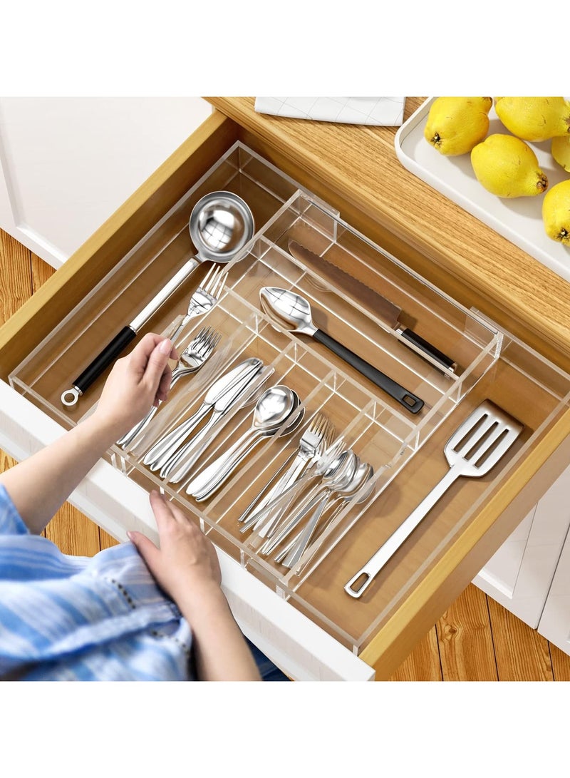 تي بي جي بي منظم أدراج مطبخ من الأكريليك لأدوات المائدة والأواني، منظم قابل للتوسيع لأدوات الفضاء وصينية الأطباق للمطبخ، المكتب، إمدادات الحمام - Image 4