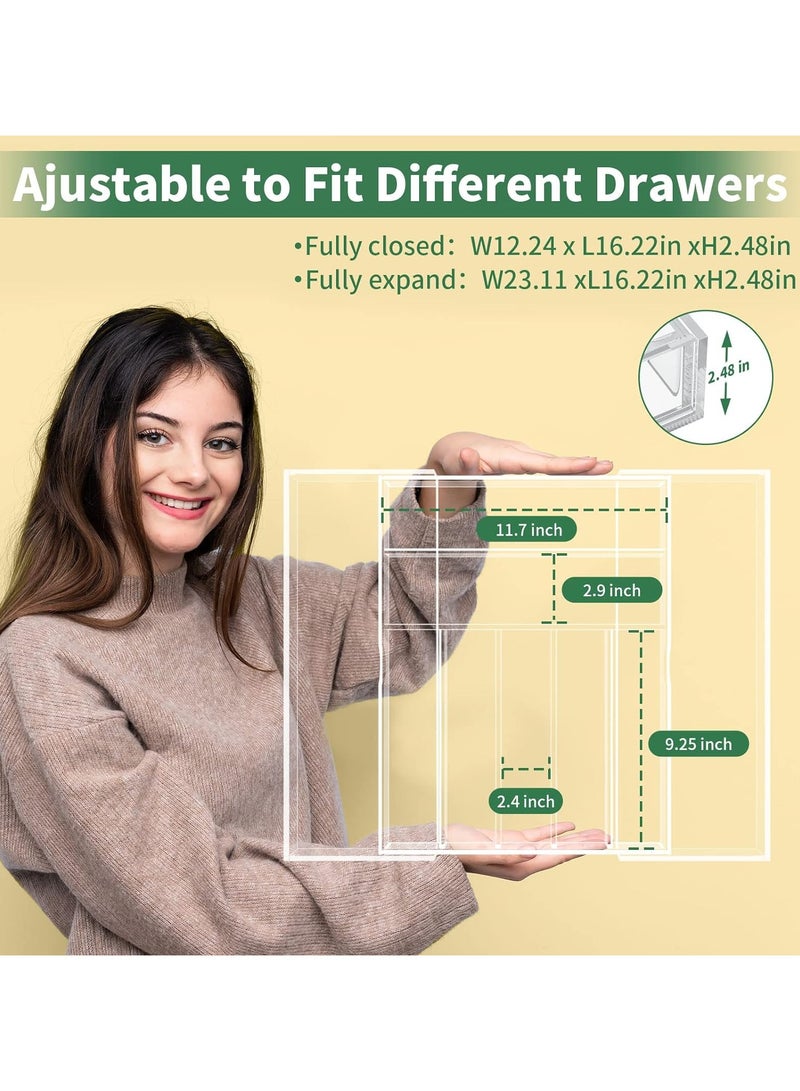تي بي جي بي منظم أدراج مطبخ من الأكريليك لأدوات المائدة والأواني، منظم قابل للتوسيع لأدوات الفضاء وصينية الأطباق للمطبخ، المكتب، إمدادات الحمام - Image 5