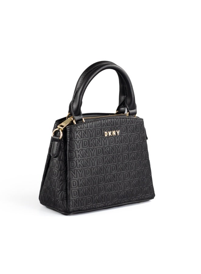 Donna Karan 2026 New Design Ready Stock Women Mini Trapezoid Satchel Handbag DKNY Inspired All Over Monogram Print PU Leather Top Handle  Shoulder Strap Double Zipper Multi Pocket Daily Office Dating  Satchel  Bag - Image 1