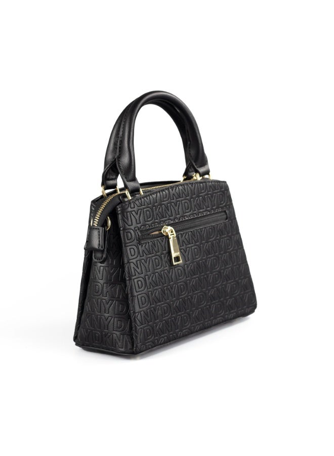 Donna Karan 2026 New Design Ready Stock Women Mini Trapezoid Satchel Handbag DKNY Inspired All Over Monogram Print PU Leather Top Handle  Shoulder Strap Double Zipper Multi Pocket Daily Office Dating  Satchel  Bag - Image 3