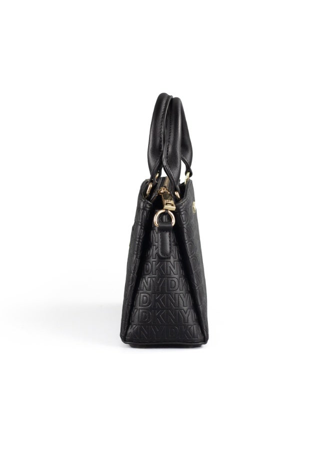 Donna Karan 2026 New Design Ready Stock Women Mini Trapezoid Satchel Handbag DKNY Inspired All Over Monogram Print PU Leather Top Handle  Shoulder Strap Double Zipper Multi Pocket Daily Office Dating  Satchel  Bag - Image 2