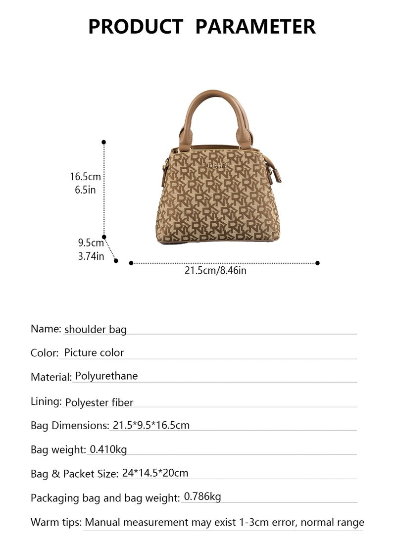 Donna Karan 2026 New Design Ready Stock Women Mini Trapezoid Satchel Handbag DKNY Inspired All Over Monogram Print PU Leather Top Handle  Shoulder Strap Double Zipper Multi Pocket Daily Office Dating  Satchel  Bag - Image 5