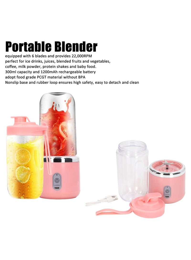 300ml Portable Blender, 6 Blades Personal Size Blender for Shakes Smoothies, Mini Blender, USB Rechargeable - Image 2