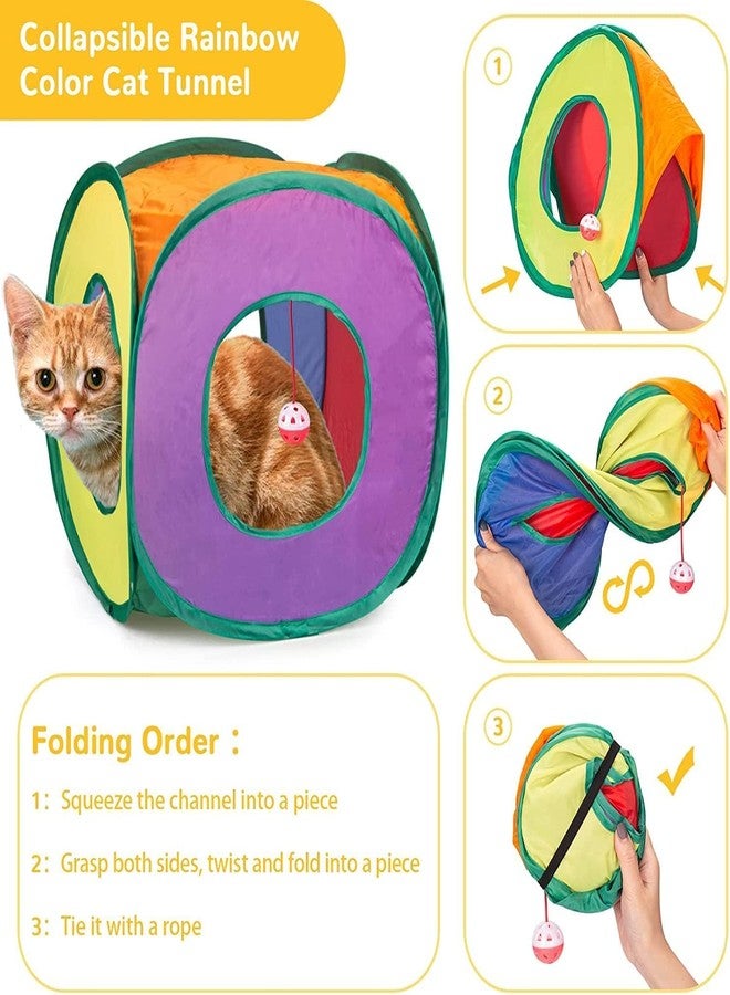 مكعب لعب HNQTJJS Kitty City Safari، مكعب للقطط، بيت لعب، سرير للقطط، بيت قطط الغابة، نفق للقطط مع مكعب كرة اللعب - Image 2