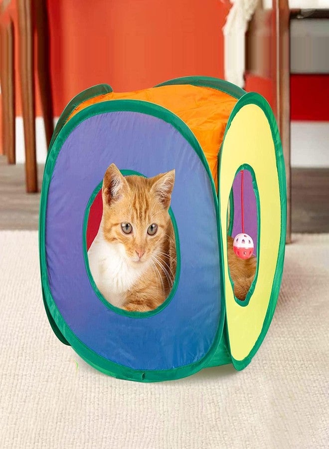 مكعب لعب HNQTJJS Kitty City Safari، مكعب للقطط، بيت لعب، سرير للقطط، بيت قطط الغابة، نفق للقطط مع مكعب كرة اللعب - Image 1