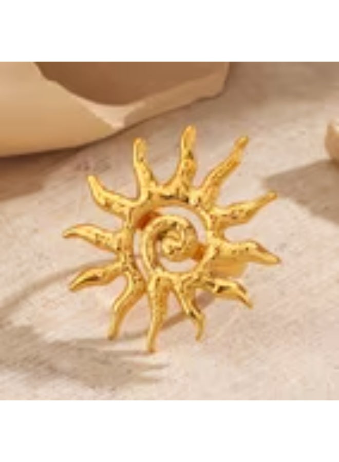 Shein Boho Chic Sun Statement Ring – Gold-Plated Celestial Jewelry for Effortless Glamour - Image 2