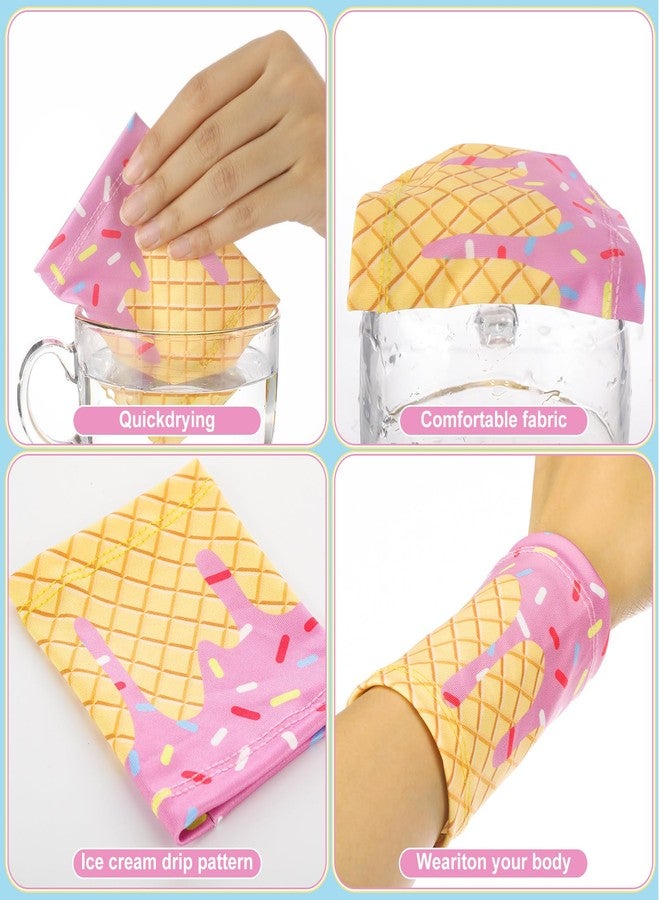 Cutecrop 4 Pairs Baseball Ice Cream Themed Drip Wristbands Sports Cooling Non Slip Wristbands Gift for Sport Athletes Football Basketball Running Gym Party Favors Suitable for Men Women - Image 2