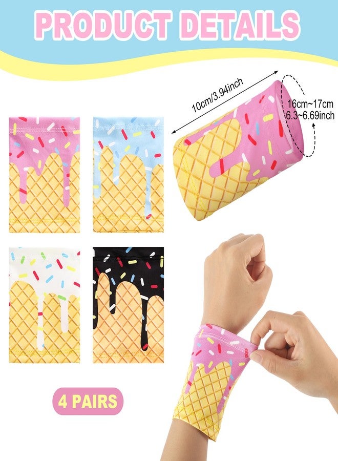 Cutecrop 4 Pairs Baseball Ice Cream Themed Drip Wristbands Sports Cooling Non Slip Wristbands Gift for Sport Athletes Football Basketball Running Gym Party Favors Suitable for Men Women - Image 3