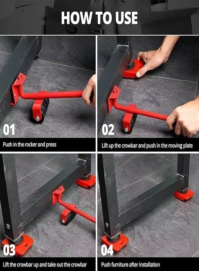 AORYVIC Furniture Lifter and Mover Tool Set, Wheels for Heavy Furniture, Heavy Duty Furniture Mover Rollers, Bed Lifter Tool, Heavy Appliances Mover for Home, Fridge Slider Wheel, 360° Rotational - Image 4
