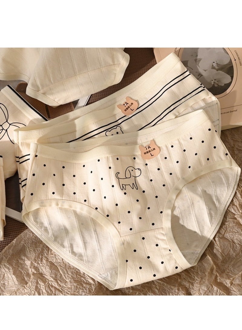 مجموعة من 5 ملابس داخلية قطنية أنيقة بخصر متوسط، ملابس داخلية مريحة وجيدة التهوية للفتيات - Image 3