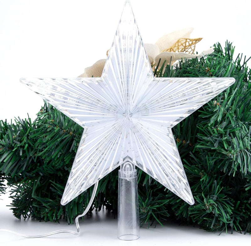 LAWOHO Christmas Tree Topper Star Warm White Light Christmas Tree Decor for Christmas Holiday Home Fit for General Size Xmas Tree, 8.7 Inch - Image 4