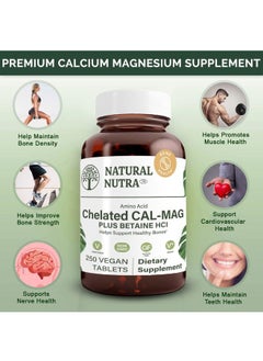 Andrew Lessman Chelated Cal Mag 1000/500 mg Supplement Plus Betaine HCL, Improves Bone Strength and Density, Muscle Health, Teeth, Supports Cardiovascular System, Nerve Health, 250 Vegan Tablet  - Image 3