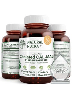 Andrew Lessman Chelated Cal Mag 1000/500 mg Supplement Plus Betaine HCL, Improves Bone Strength and Density, Muscle Health, Teeth, Supports Cardiovascular System, Nerve Health, 250 Vegan Tablet  - Image 1