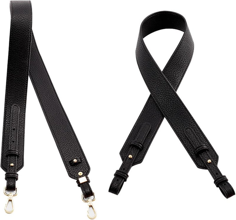 Adjustable single shoulder oblique span bag strap shoulder strap underarm handbag strap (with removable metal buckle) long black [90-100cm] light gold buckle - Image 1