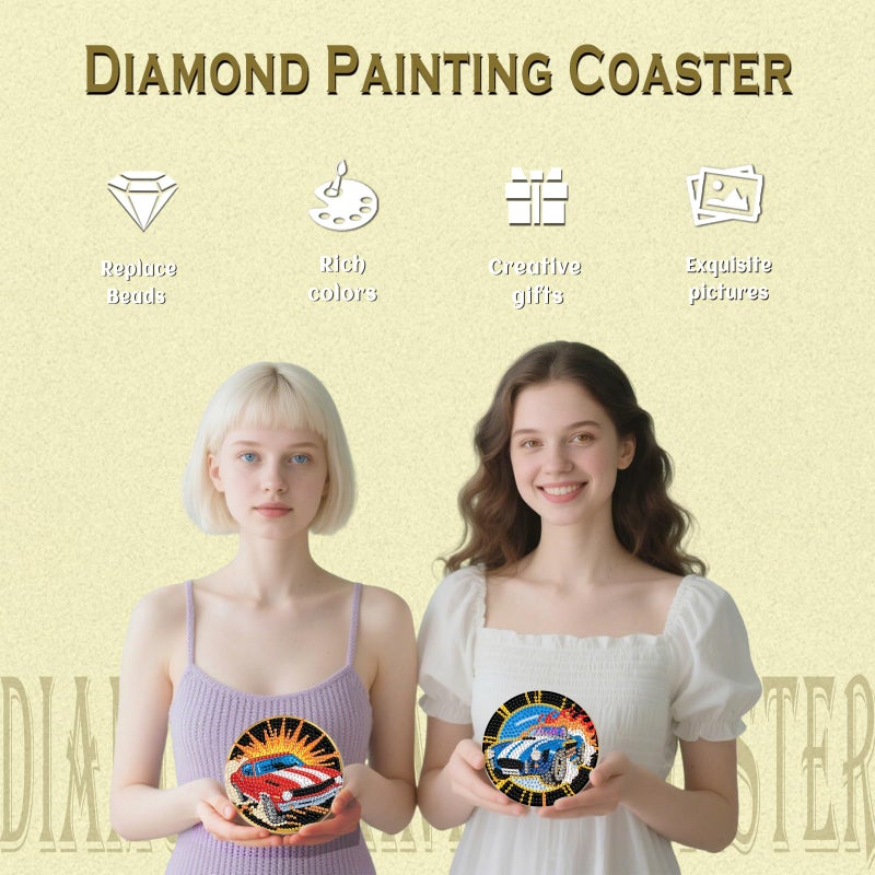 DOTZSO 8 Pcs Sports Car Diamond Art Coaster Kits with Holder,Diamond Painting Coasters for Adults Beginners,Party Home Decor Abstract,Fun Gifts for Women - Image 4