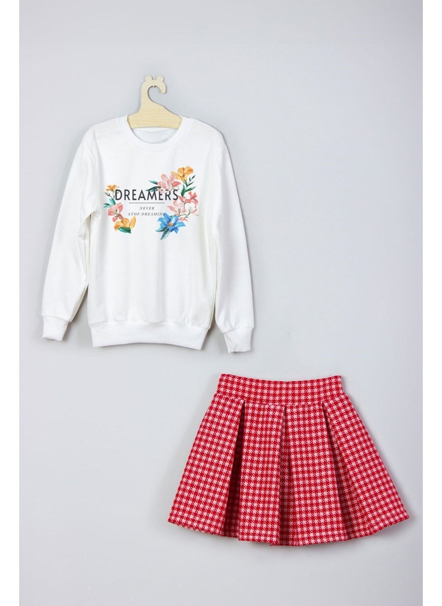 Ada Bebek Çocuk - Ada Baby Kids New Season Printed Skirt Sweat Suit - Image 1