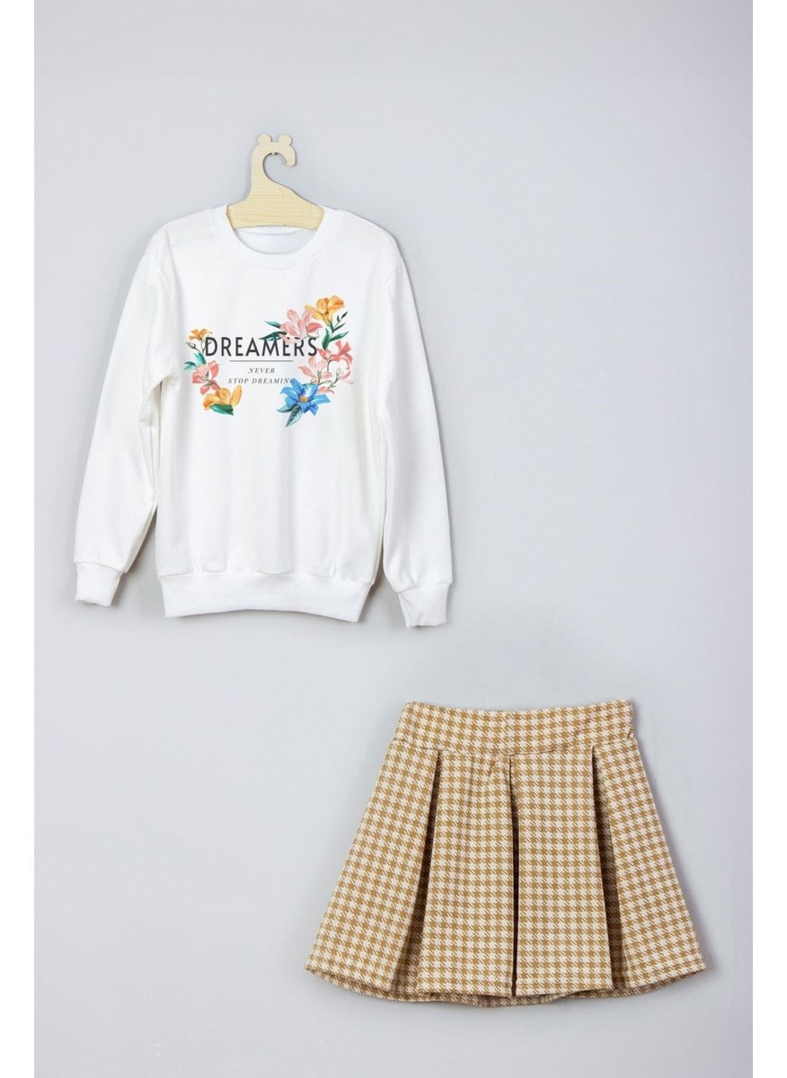 Ada Bebek Çocuk - Ada Baby Kids New Season Printed Skirt Sweat Suit - Image 1