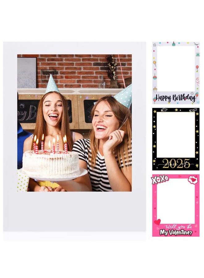 Beeveer 32 x 24 Inch Large Blank DIY Photo Booth Props Picture Frame Party Frame DIY Photo Booth Props Selfie for Birthday, Graduation, Christmas Holiday Party (White,Vertical) - Image 1