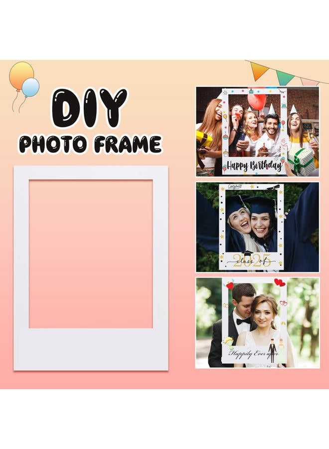 Beeveer 32 x 24 Inch Large Blank DIY Photo Booth Props Picture Frame Party Frame DIY Photo Booth Props Selfie for Birthday, Graduation, Christmas Holiday Party (White,Vertical) - Image 3