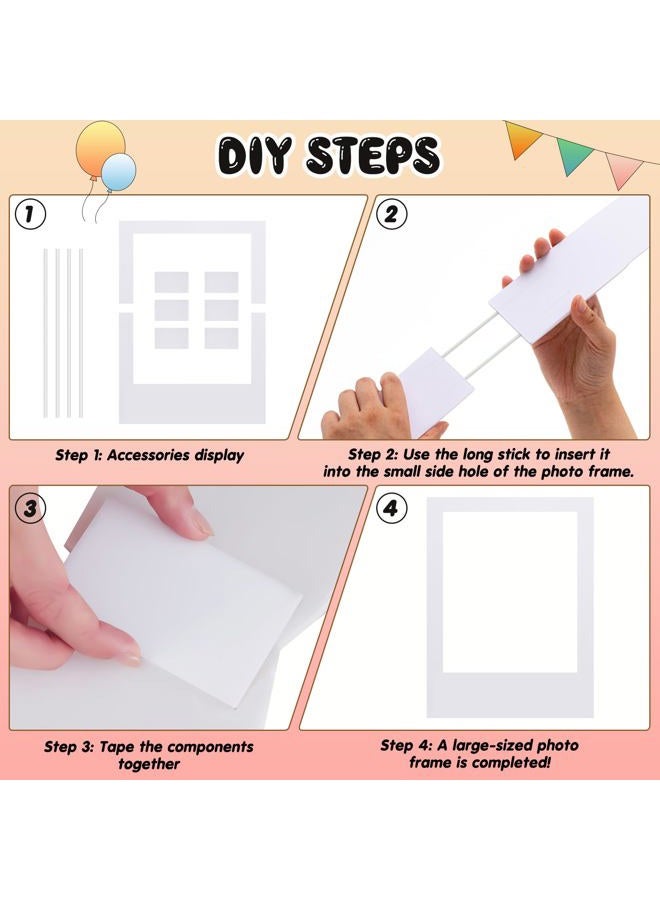 Beeveer 32 x 24 Inch Large Blank DIY Photo Booth Props Picture Frame Party Frame DIY Photo Booth Props Selfie for Birthday, Graduation, Christmas Holiday Party (White,Vertical) - Image 4