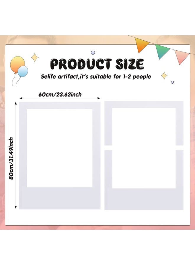Beeveer 32 x 24 Inch Large Blank DIY Photo Booth Props Picture Frame Party Frame DIY Photo Booth Props Selfie for Birthday, Graduation, Christmas Holiday Party (White,Vertical) - Image 2