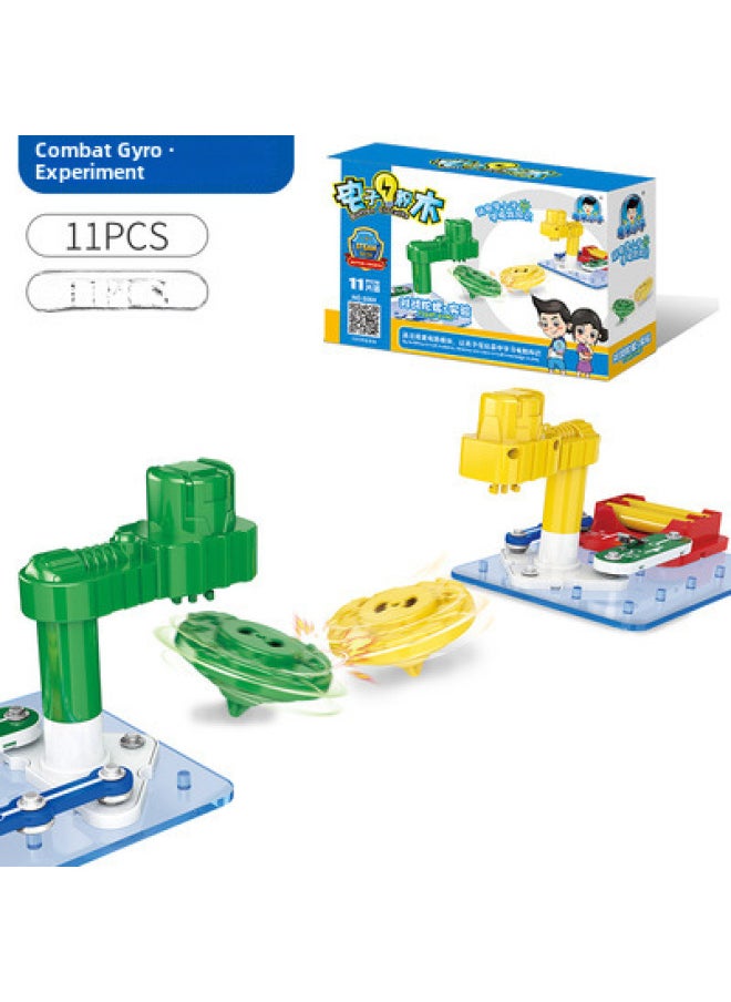 Electrical Kid Electronic Building Blocks Hydro Power STEM Experimental Toys Graphite Waterwheel Fountain Experiment-Color:Battle Gyro 5008  - Image 1