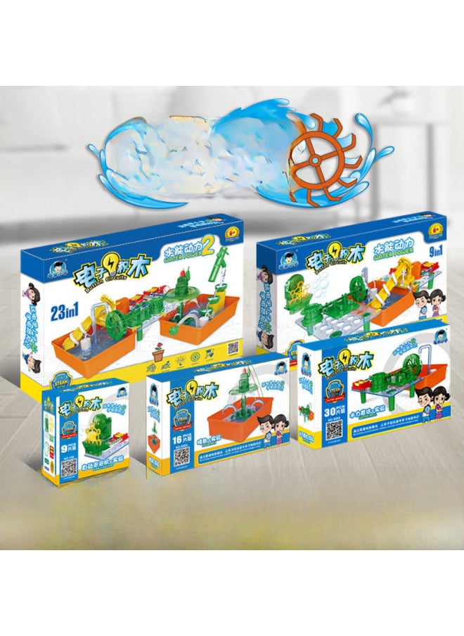 Electrical Kid Electronic Building Blocks Hydro Power STEM Experimental Toys Graphite Waterwheel Fountain Experiment-Color:Battle Gyro 5008  - Image 2