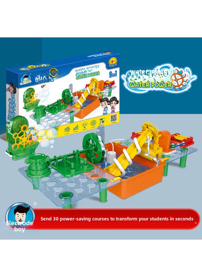 Electrical Kid Electronic Building Blocks Hydro Power STEM Experimental Toys Graphite Waterwheel Fountain Experiment-Color:Battle Gyro 5008  - Image 3
