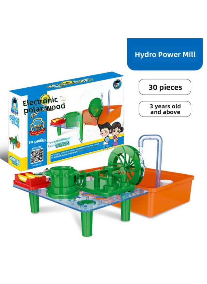 Electrical Kid Electronic Building Blocks Hydro Power STEM Experimental Toys Graphite Waterwheel Fountain Experiment-Color:Battle Gyro 5008  - Image 5