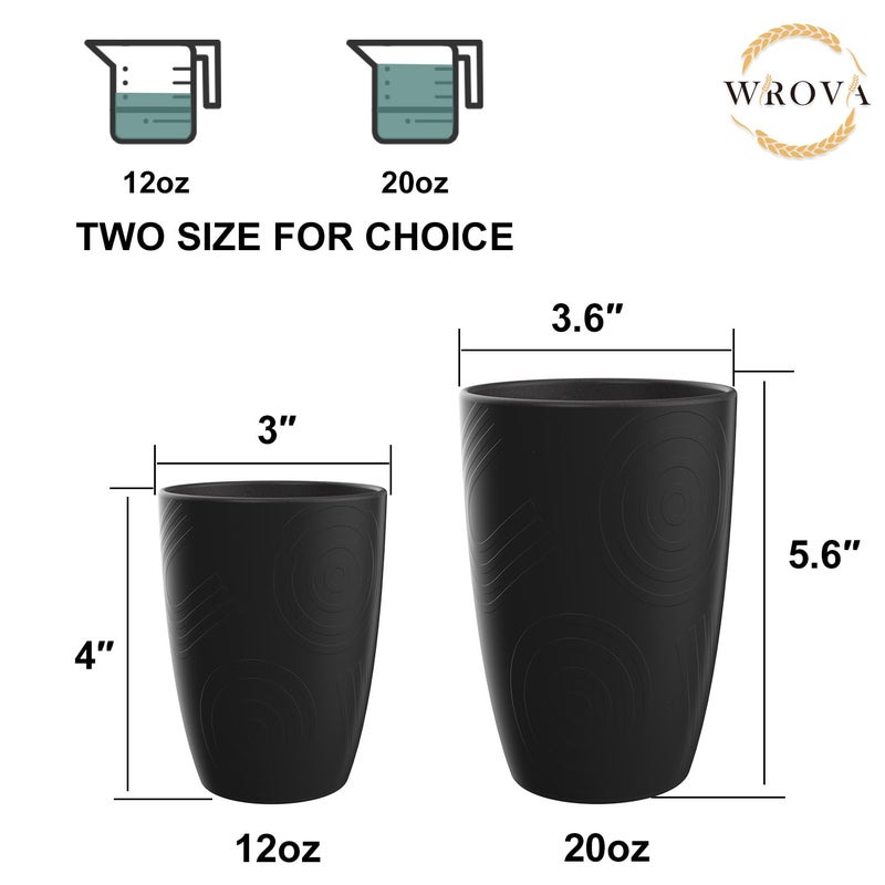 Wrova Wheat Straw Cups 8 PCS Good Alternative to Plastic Cups 12 oz Unbreakable Drinking Cup Reusable Dishwasher Safe Water Plastic Glasses Kids Tumbler with 4 Colors - Image 3