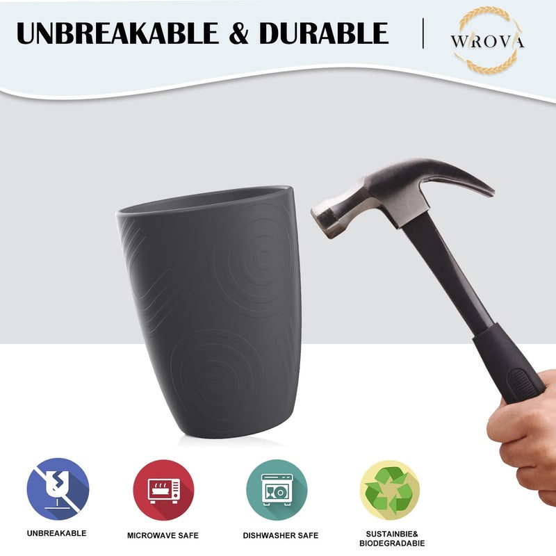 Wrova Wheat Straw Cups 8 PCS Good Alternative to Plastic Cups 12 oz Unbreakable Drinking Cup Reusable Dishwasher Safe Water Plastic Glasses Kids Tumbler with 4 Colors - Image 5