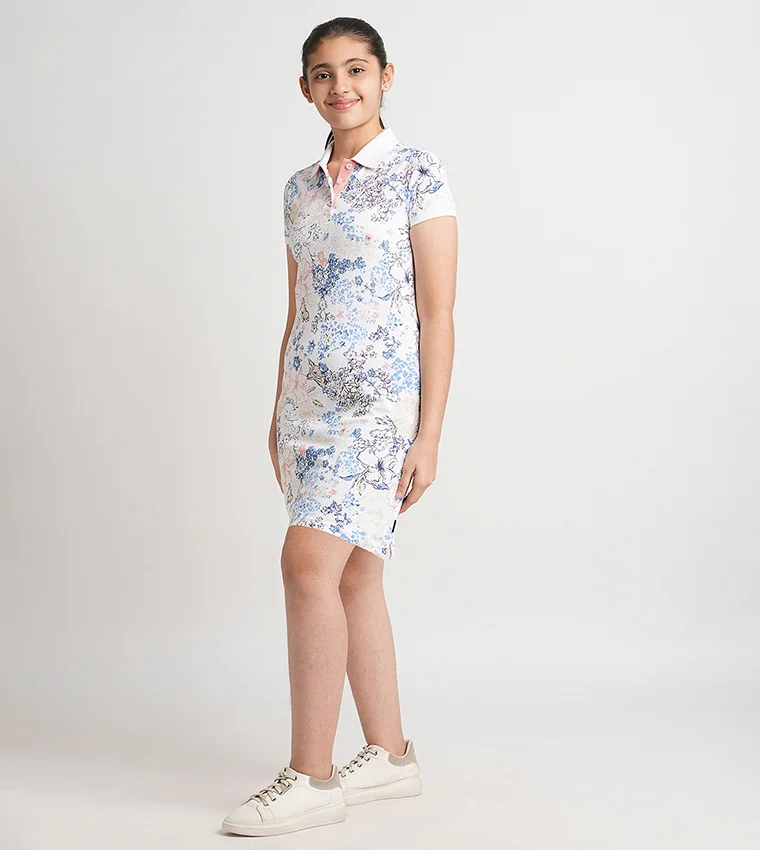 بيفرلي هيلز بولو كلوب فستان بولو قصير الأكمام بطبعة زهور