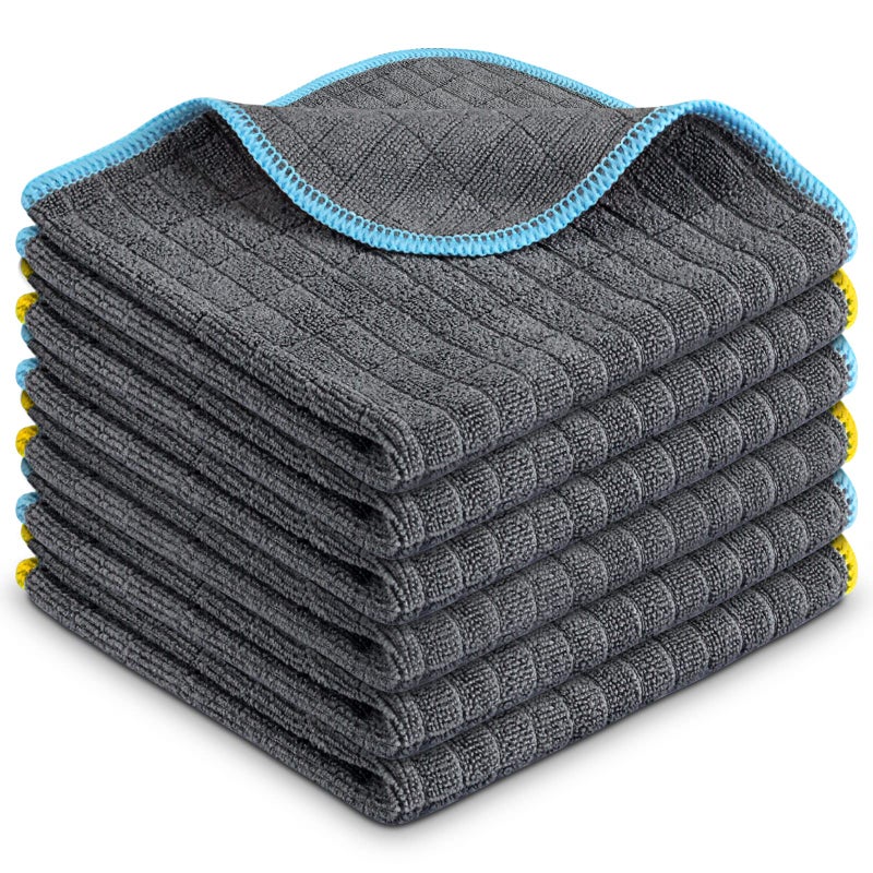 Airlab Microfiber Cleaning Cloth for Household Dust Rags for Cleaning All-Purpose Towels Streak Free Kitchen Dishes Reusable Pack of 6  12"" x 12""