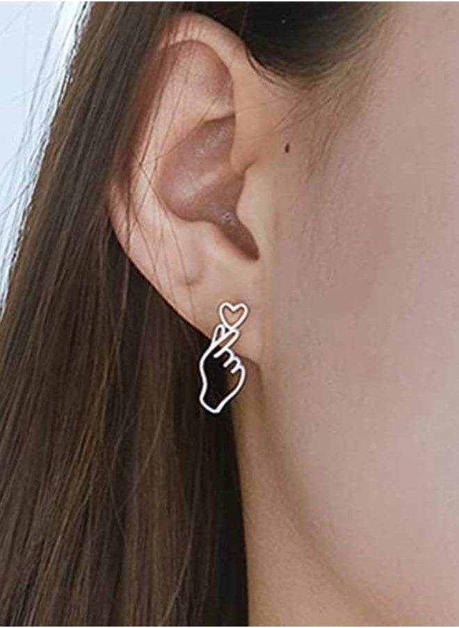 Elite Dose Hand Heart Design Fashion Stud Earrings  - Image 4