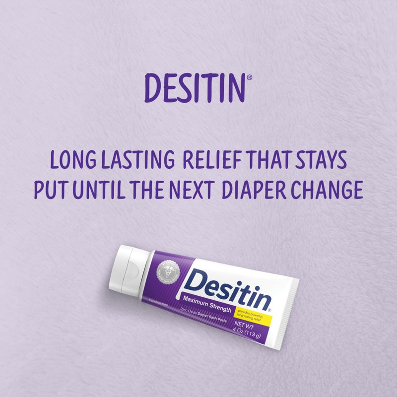 Desitin كريم ديسيتين لعلاج طفح الحفاضات بتركيز أقصى، 40% أكسيد الزنك للعلاج، التخفيف والوقاية، خالي من المواد المسببة للحساسية، خالي من الفثالات والبارابين، يحمي البشرة لمدة 12 ساعة، 4.8 أونصة - Image 2