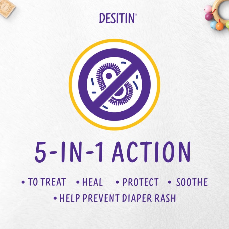 Desitin كريم ديسيتين لعلاج طفح الحفاضات بتركيز أقصى، 40% أكسيد الزنك للعلاج، التخفيف والوقاية، خالي من المواد المسببة للحساسية، خالي من الفثالات والبارابين، يحمي البشرة لمدة 12 ساعة، 4.8 أونصة - Image 5