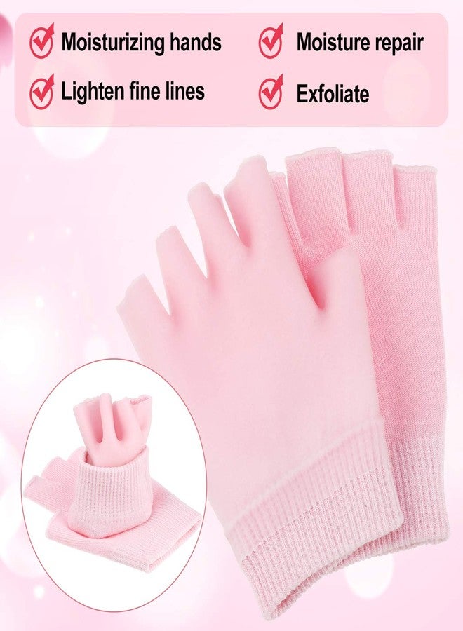 Satinior 2 Pairs Moisturizing Gloves Fingerless Moisture Gloves Soft Moisturizing Gloves for Dry Rough and Cracked Hands (Pink) - Image 3