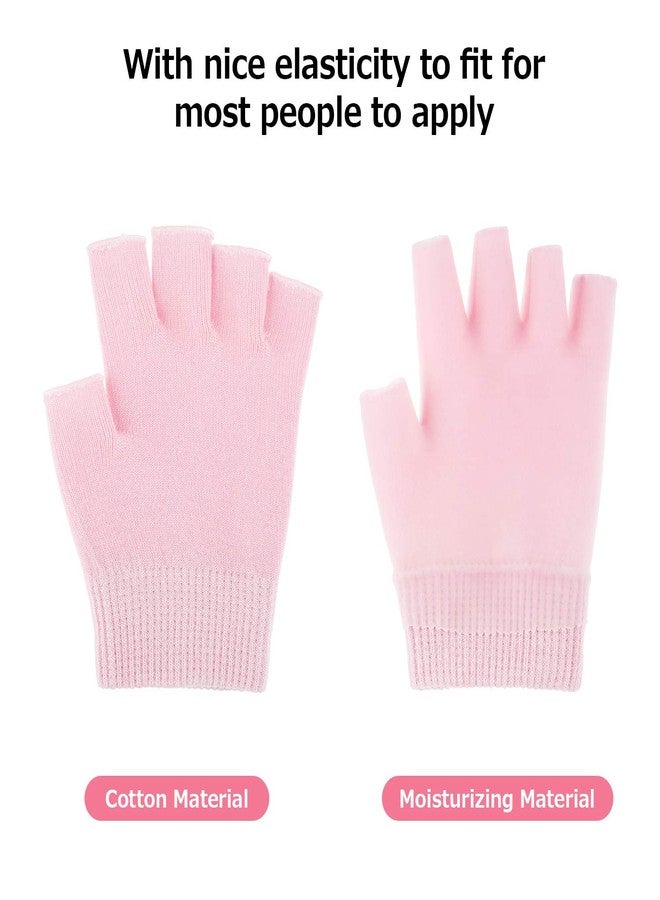 Satinior 2 Pairs Moisturizing Gloves Fingerless Moisture Gloves Soft Moisturizing Gloves for Dry Rough and Cracked Hands (Pink) - Image 2