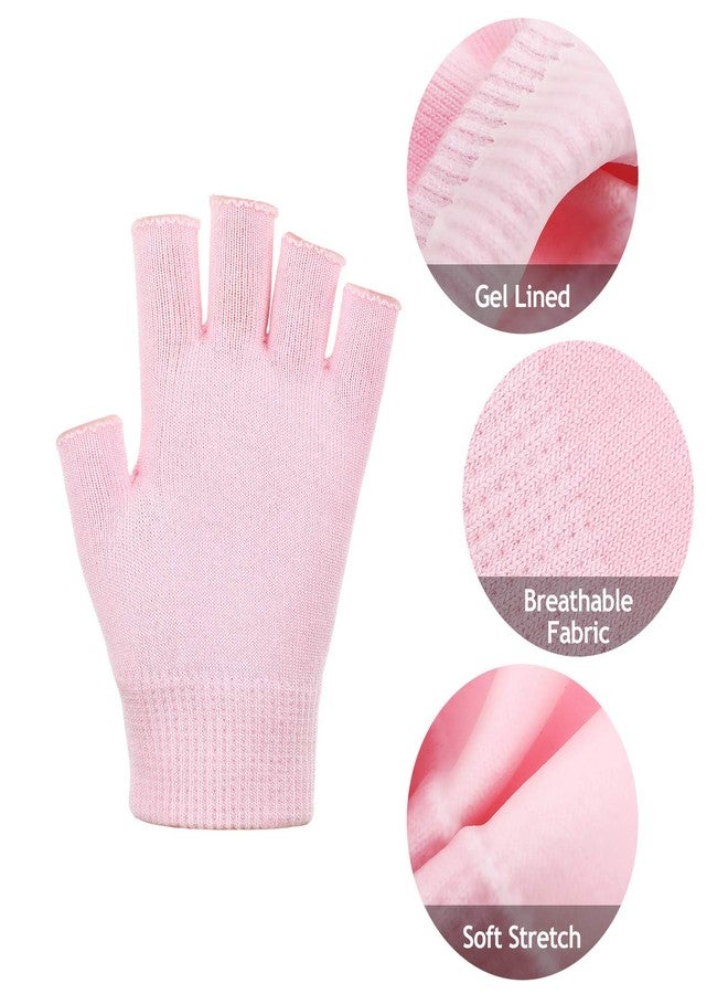 Satinior 2 Pairs Moisturizing Gloves Fingerless Moisture Gloves Soft Moisturizing Gloves for Dry Rough and Cracked Hands (Pink) - Image 4
