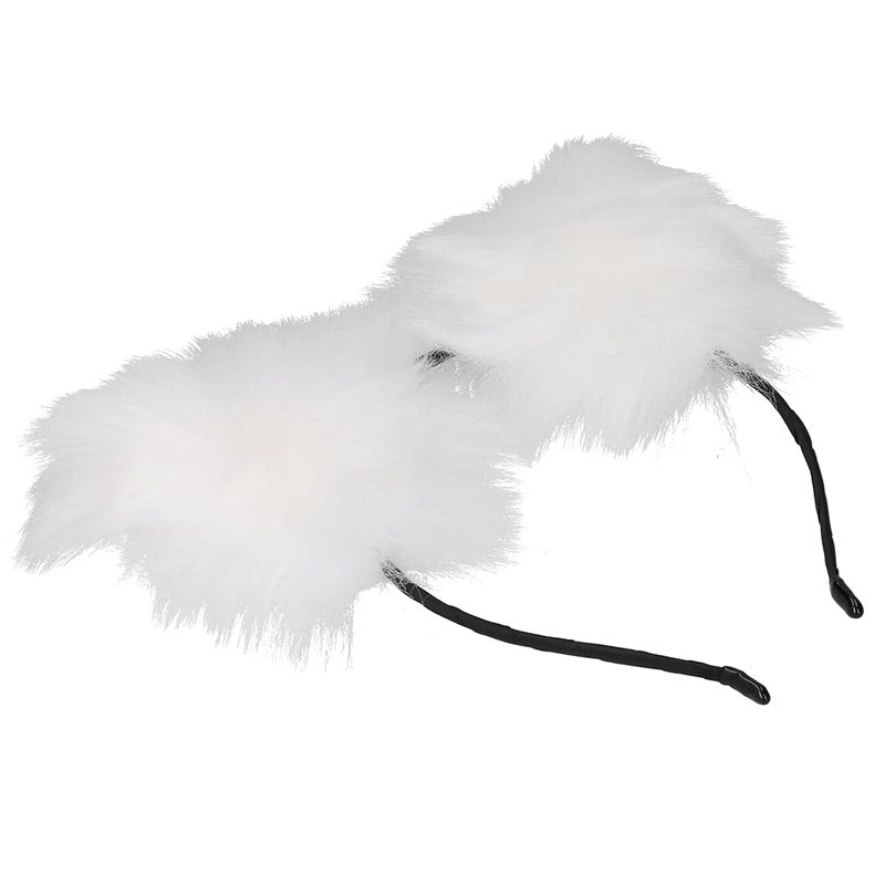 klarako Artificial Furry Cat Ears Headband, Women Headwear Hairband Hair Hklarako Band Hair Accessories for Party Cosplay Daily Life (White) - Image 3
