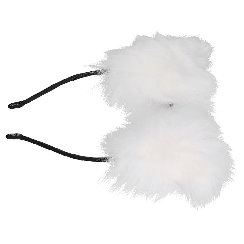klarako Artificial Furry Cat Ears Headband, Women Headwear Hairband Hair Hklarako Band Hair Accessories for Party Cosplay Daily Life (White) - Image 5