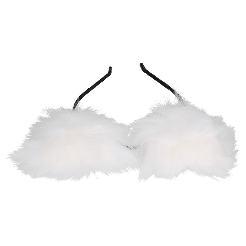 klarako Artificial Furry Cat Ears Headband, Women Headwear Hairband Hair Hklarako Band Hair Accessories for Party Cosplay Daily Life (White) - Image 4