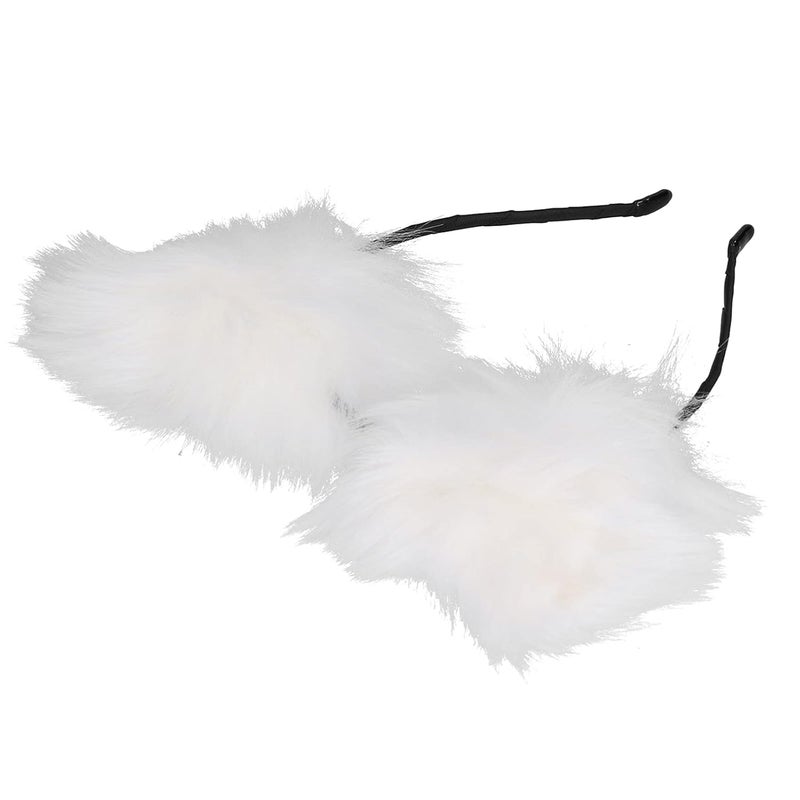klarako Artificial Furry Cat Ears Headband, Women Headwear Hairband Hair Hklarako Band Hair Accessories for Party Cosplay Daily Life (White) - Image 2