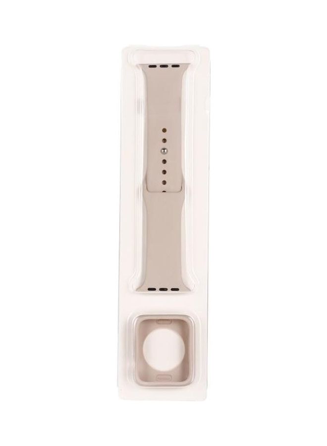 NIBEMINENT Silicone Replacement Strap Watchband with Protective Case Set For Apple Watch Series 3/2/1 42mm Pink - Image 1