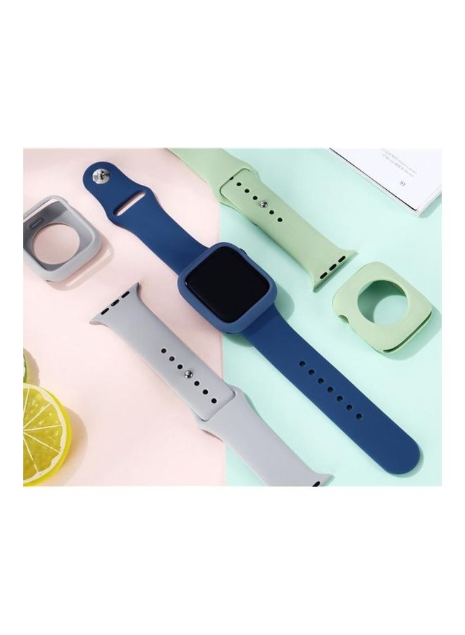 NIBEMINENT Silicone Replacement Strap Watchband with Protective Case Set For Apple Watch Series 3/2/1 42mm Pink - Image 5